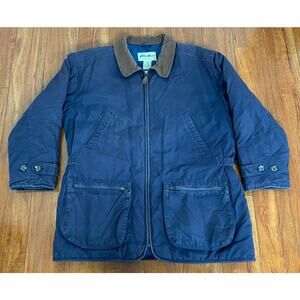 VTG Y2K Eddie Bauer goose down leather collar barn field chore coat jacket L